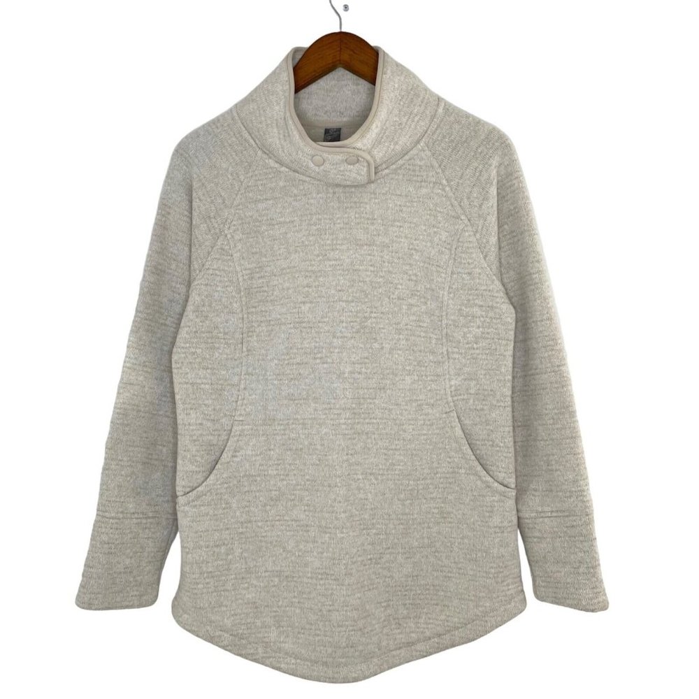 Prana Heather Beige Pullover Pocket Sweater Jacket Size Medium Women’s
